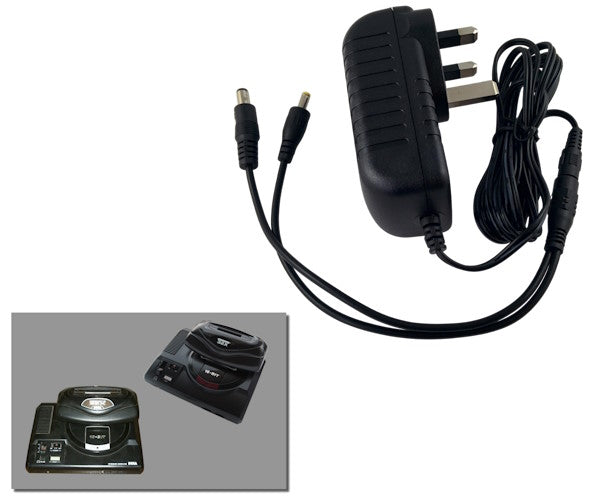 Regulated 2-in-1 power supply for Sega Mega Drive / Genesis + 32X with UK plug