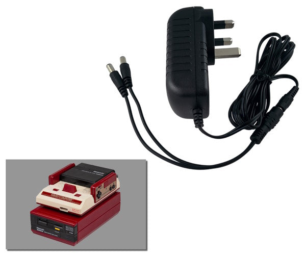 Regulated 2-in-1 power supply for Nintendo Famicom + Disk System with UK plug