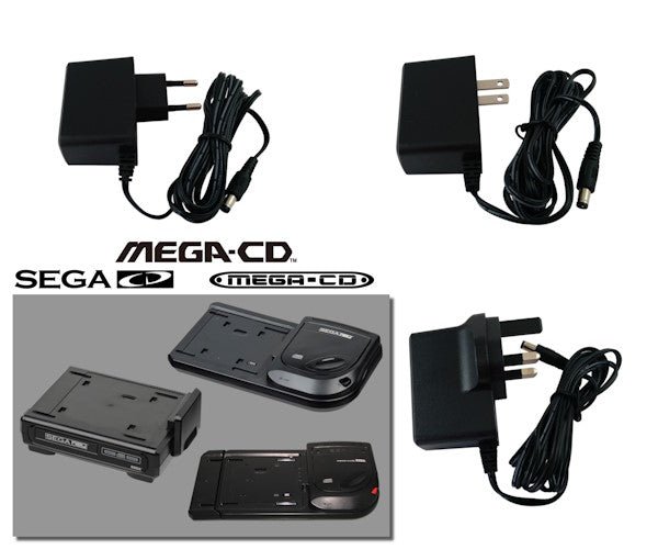 Alimentations secteur régulées avec prise FR, US et UK pour Sega CD & Mega CD