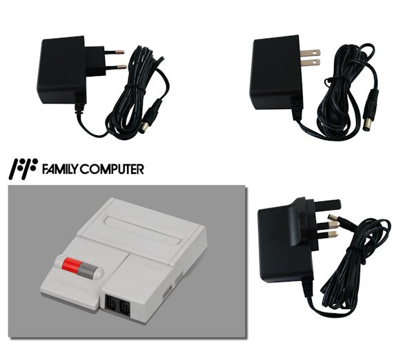 Alimentations secteur régulées avec prise FR, US et UK pour Nintendo Famicom AV