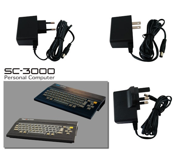 EU, US and UK plug regulated power supplies for Sega/Yeno SC-1000