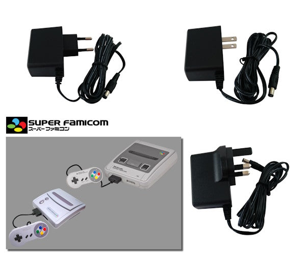 Alimentations secteur régulées avec prise FR, US et UK pour Nintendo Super Famicom