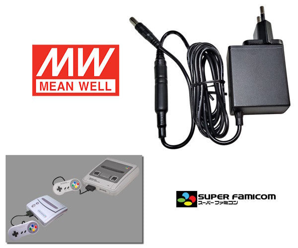 Alimentation secteur régulée Mean Well pour Nintendo Super Famicom avec prise FR