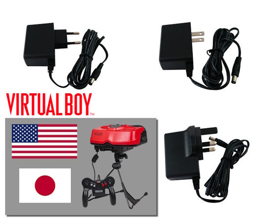 EU, US and UK plug regulated power supplies for Nintendo Virtual Boy