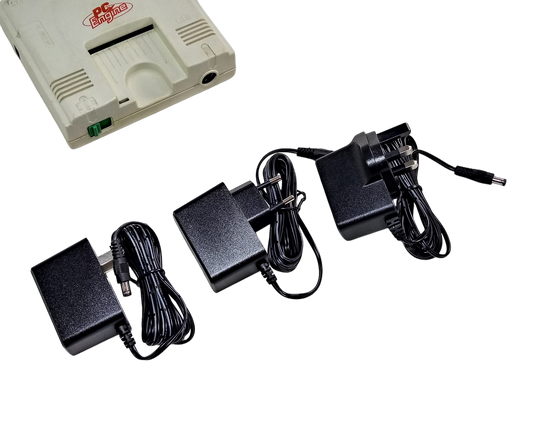 EU, US and UK plug regulated power supplies for NEC PC Engine, CoreGrafX 1 & 2