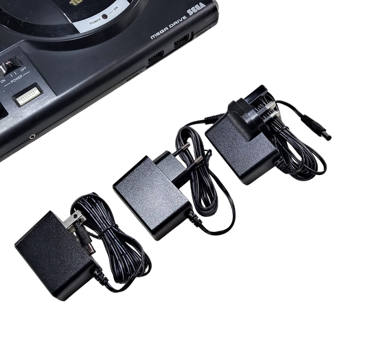 EU, US and UK plug regulated power supplies for Sega Mega Drive 1 and Genesis 1