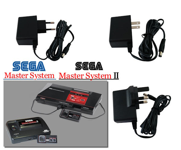 EU, US and UK plug regulated power supplies for Sega Master System 1 & 2