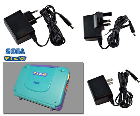 EU, US and UK plug regulated power supplies for Sega Pico