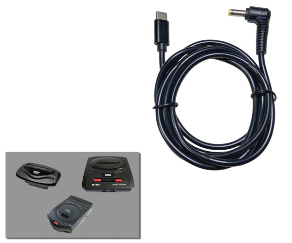 USB-C Power Cable for Sega Mega Drive 2, Genesis 2, CDX, 32X et Nomad