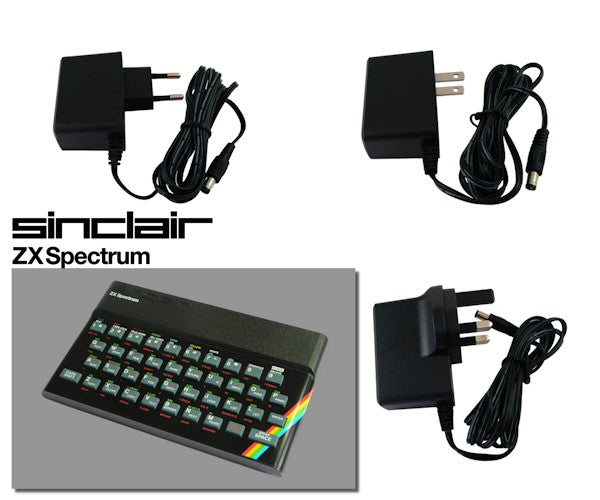 EU, US and UK plug regulated power supplies for ZX Spectrum 16K & 48K